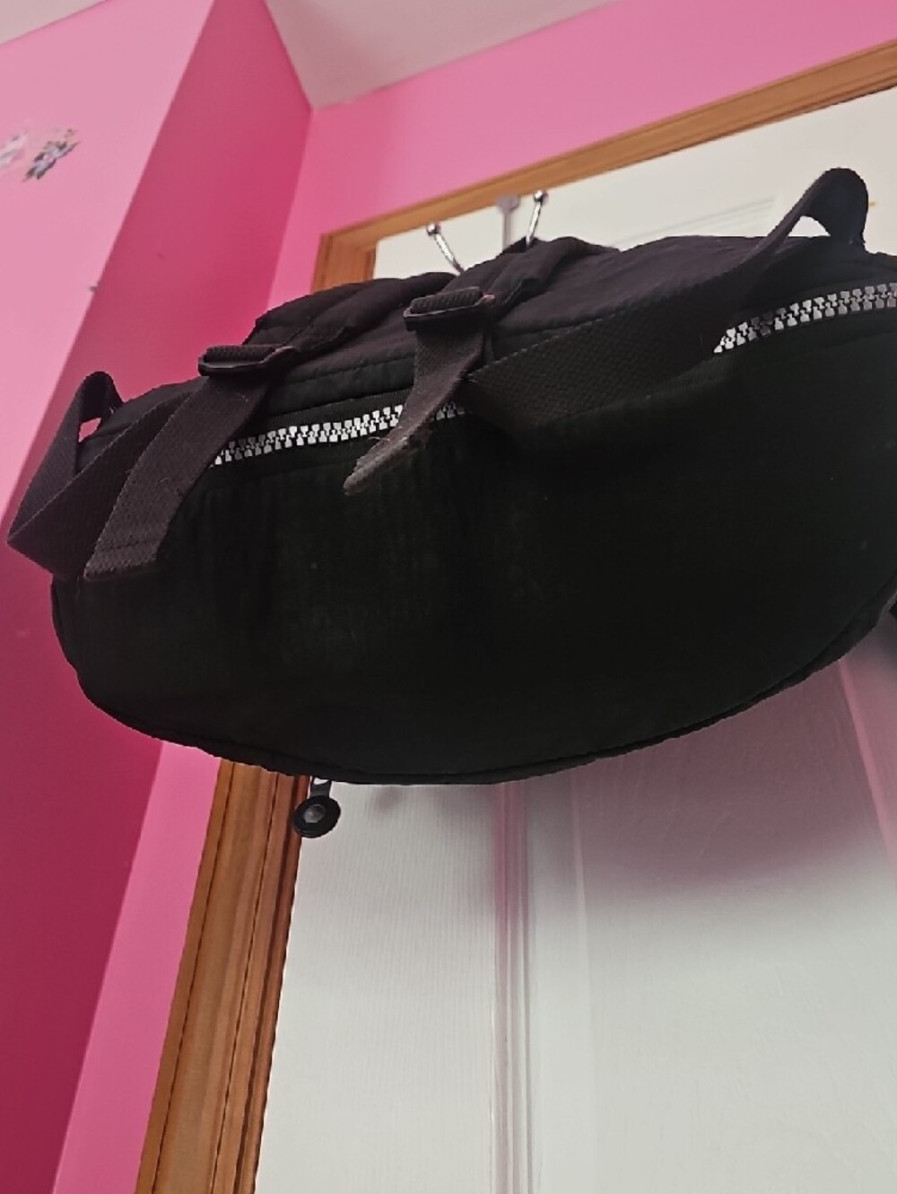 Kipling Black Nylon Expandable Backpack with Round Logo Patch - Picture 9 of 14
